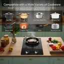 12 Inch Electric Cooktop with 2 Burner,110V-120V, 1800W,Plug in Electric Stove Top,Countertop & Built-in,Glass Radiant Cooktop with 2 Knob & Touch Control,Auto Shutdown,Residual Heat Warning
