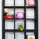 Coffee Mug Display Rack Wooden Display Shelves Cup Holder Shadow Box Shelf Wood Hanging Shadow Box Shot Glasses Display Case with 12 Compartment (Black)