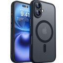 CANSHN Magnetic for iPhone 16 Case, Upgraded [Full Camera Protection] [Compatible with Magsafe] [Translucent Matte] Shockproof Protective Phone Case for iPhone 16 - Black