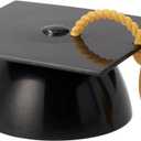 DecoPac Grad Cap with Tassels Cake Topper 24 Pack Elegant Graduation Hat Cake Decoration, Food Safe - Pack Of 24 (Black)