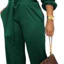 SxClub Jumpsuits for Women Formal Sexy Elegant Long Straight Pants Busineess Party Jumpsuit with Belt Pockets, Small