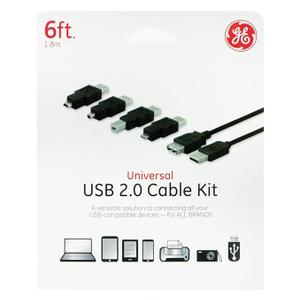 GE 3390127 6-foot 4-in-1 USB Cable Kit, Black