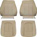 GXARTS Driver and Passenger Side Bottom and Top Lean Back Replacement Perforated Leather Seat Cover TAN Compatible with Ford F250 F350 F450 F550 2011 2012 2013 2014 2015 2016