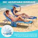 #WEJOY 3 in 1 Tanning Chair with Face Hole & Canopy, 300 lbs Heavy Duty 5 Positions Folding Face Down Lounge Chairs Outdoor with Pillow & Storage Bag Portable for Pool Beach Lawn Camping (Bluestrips)