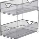 Mind Reader Accessory Organizer, Supply Storage, Makeup, Office, Kitchen, Metal Mesh, 8.25"L x 12.5"W x 12.5"H, Silver