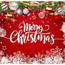 WOLADA Merry Christmas Photography Backdrop Red Glitter Background Snowflakes Pine Branches for Christmas Party Family Portrait Holiday Photoshoots Studio Props 7x5FT FW73