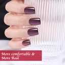 3 x Press on Nails Short Square, OPkssnails 150pcs Glittering Cat Eye Soft Gel Nail Tips, Reusable & Natural Acrylic False Nails for Women and Girls Stick on Nails in 15 Sizes (C1 Square Simple colorful style)