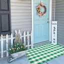 CAINANEL Buffalo Plaid Outdoor Rug Green and White Spring Door Mat Layering Rug Welcome Doormats for Spring Easter Farmhouse Entrance Porch Outdoors Decor