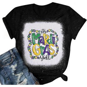 Womens Carnival T-Shirt Graphic Short Sleeves Tee Tops (Black, L)