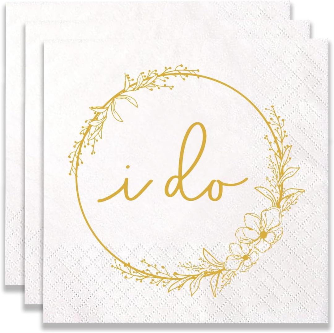 100 Pack of I Do Disposable Paper Napkins for Wedding Party Engagement Bridal Shower Party Table Decorations
