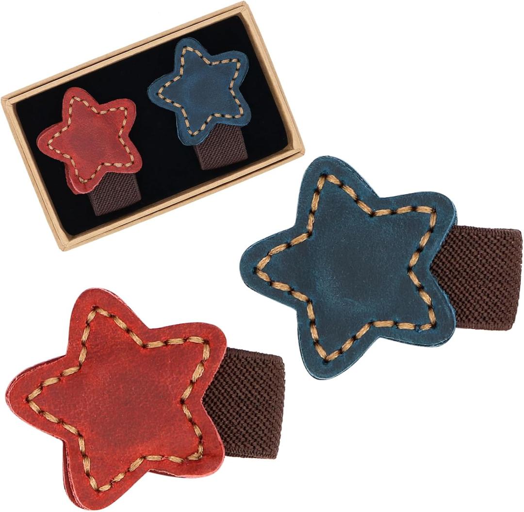 2pcs Magnetic Leather Bookmarks, Handmade Magnet Bookmark, Suitable for Women, Men, Students,Teachers and Other Reading Enthusiasts, Gifts Set for Book Lovers (Red+blue)