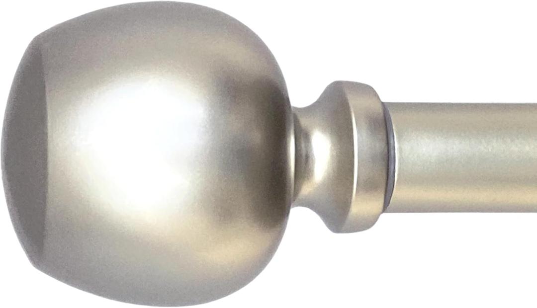 Morena II 36-72 Inch Adjustable Curtain Rod Set, 1 Inch Diameter in Nickel