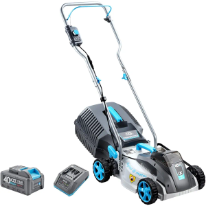 RB 40V 13-Inch Brushless Cordless Lawn Mower with 4.0Ah Lithium Battery & Fast Charger, 2-in-1 Lightweight Mower for Small Yards, Foldable Handle, 5 Cutting Height Adjustments