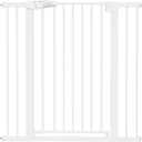 BABELIO 36" Tall Dog Gate PressGuard C5, 26-40" Wide Auto Close Baby Gate, Pressure Mounted Metal Pet Gate, Easy Install No Drilling, No Tools Needed, with Wall Protectors and Extension Kits, White
