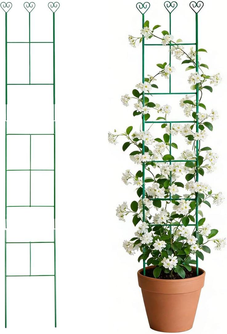 46 inch Plant Trellis for Climbing Plants, Metal Garden Trellis for Potted Houseplants Indoor & Outdoor, Rustproof Plant Support for Ivy Pothos Monstera Hoya Flower Vine, 1Pcs, Green
