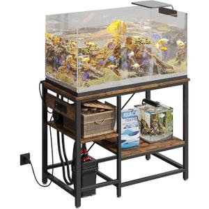 Bestier 40-50 Gallon Fish Tank Stand with Power Outlet, 36x19 Metal Aquarium Stand with Filter Storage, 6-Leg Reptile Tank Stand with 3-Tier Adjustable Storage Shelves, 660LBS Capacity (Rustic Brown) Bestier 40-50 Gallon Fish Tank Stand with Power Outlet, 36x19 Metal Aquarium Stand with Filter Storage, 6-Leg Reptile Tank Stand with 3-Tier Adjustable Storage Shelves, 660LBS Capacity (Rustic Brown)
