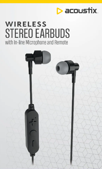 Acoustix Wireless Stereo Earbuds - Black