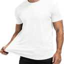 Comdecevis Mens Short Sleeve T-Shirts Crewneck Curved Hem Cotton Tees Hipster Hip Hop Longline Shirts (M)
