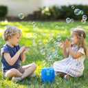 Maxx Bubbles Super Bubble Jet, Portable Automatic Bubble Machine for Kids, High Output Outdoor Fun Toy with Bubble Solution Included, Blue