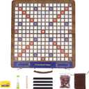 Wooden Folding Crossword Board Game  Word Game Set with 100 Letter Tiles, Sand Timer, Pencil, Racks & Bag  Portable Wooden Game for Adults & Family
