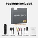 4K Digital Media Player, TV MP4 Video Player with HDMI/AV Output, Digital Signage Mini HD Media Players for USB Drives/SD Cards, H.265/HEVC, Looping, Auto Playback, Grey