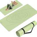 Large Yoga Mat Thick, 76"x32"x0.31"Wide POE Exercise Mat with Non-Slip Surface & Carry Strap, Anti-Tear Workout Mat for Yoga, Pilates, Fitness