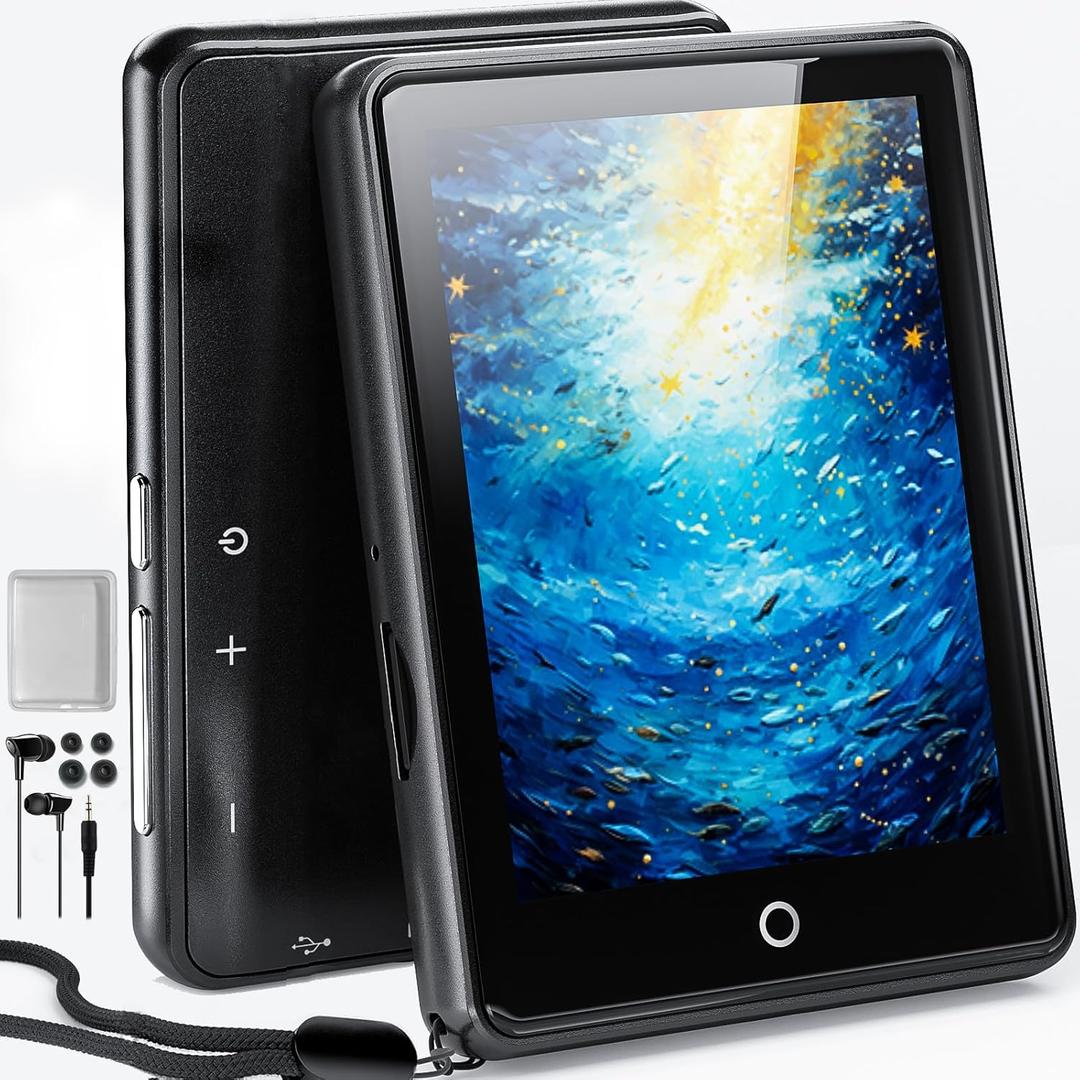 64GB MP3 Player with Bluetooth 5.3, 2.8-inch Touchscreen, Speaker, 18 Soothing Sounds Built-in, Shuffle Repeat Portable Music Player with FM Radio, Voice Recorder, Support 128GB Micro SD Card (Black)