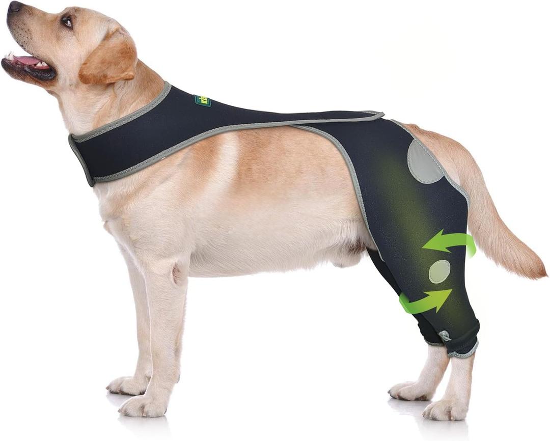 Dog Leg Sleeve to Stop Licking, Licking Sleeve for Dogs Rear Leg, Dog Recovery Sleeve Protects Wound, Dog Leg Brace Prevents Skin Damage, Dog Cone Alternative, with Reflective Material- XS