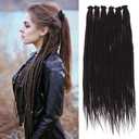 Leeven Chocolate Brown Dreadlock Extensions 18 Inch 40 Strands SE Synthetic Dreads Crochet Hippe Dreads Handmade Soft 0.6 cm Width Loc Extensions Reggae Style Hair for Women Men