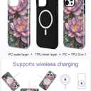 Jusy Compatible with MagSafe Lotus Case for iPhone 15 Pro, Aesthetic Stained Glass Floral Magnetic Phone Case, Soft TPU and Hard PC Protective Cover for Women Girls (Shiny) -Lotus