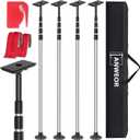 10FT Dust Barrier Poles Kit,Spring Retractable Zipper Wall Poles,Heavy-Duty Dust Barrier System with Patented Design,3-Section Telescopic Poles for Home Renovation,Construction Remodeling Projects