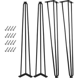 34 Inch Hairpin Legs for Furniture set of 4, Heavy Duty 3 Rod Metal Table Legs with 3/8" Black Solid Iron, DIY Hair Pin Legs for Counter Bar Stool, Console Table, Entryway Table, Plant Stand
