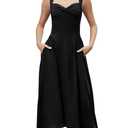 YHHOWEP Women's Formal Midi Dress Wedding Guest Corset Sleeveless Elegant Cocktail A Line Flowy Dresses Semi Formal Sundress with Pockets Black M (Black, M)