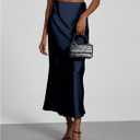 SHENHE Women's Satin Maxi Skirts High Waisted A Line Long Skirts Elegant Office Skirts (M)