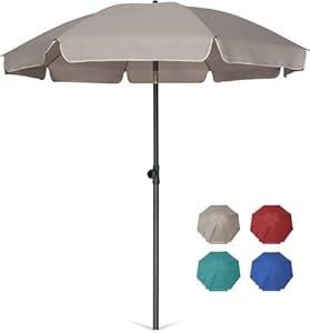 AMMSUN Patio Umbrella, 6.5 ft Outdoor Table Umbrella with Tilt Steel Pole, UPF50+ Protection, Great for Outdoor Garden Backyard, Beige