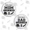 Senior 2026 Pin Button Badge Black White Senior Mom Dad 2026 Graduation Decorations Gift for Dads Moms of Graduates Class of 2026 Congratulation High School Graduation Ceremony Supplies Favors