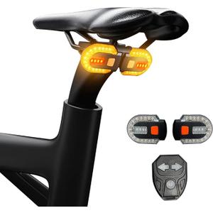 JINKEY Bike Turn Signals,Bright Bicycle Turn Signals Front Back IPX5 Waterproof Wireless Remote Control Rear Bike Light USB Rechargeable LED Bike Flashlight for Mountain Bike,Bicycle,Scooter
