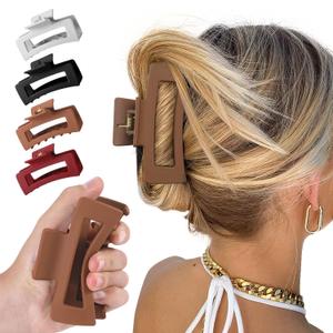 4Pcs Cloud Claw Clips for Women, 4.2 Inch Non-Slip Strong Hold Hair Claws, Unbreakable & Durable TPEE-Silicone Blend, Large Bendable Cozy Hair Clip for Thin/Thick/Curly Hair, All-Day Comfort (Mutil-Color2: Red, Espresso, Black, Cream)