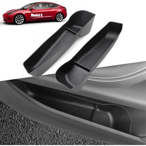Jaronx Compatible with 2021-2025 Tesla Model X Door Side Storage Box, 2PCS TPE Front door Pockets Inserts Organizer Tray for Model X Accessories 2021 2022 2023 2024 2025