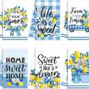 Kajaia 6 Pcs Lemon Kitchen Towels Summer Hand Towels 15.8 x 23.6 Inch Yellow Lemon Dish Cloth Absorbent Blue Buffalo Plaid Decorative Tea Dishcloth for Summer Home Bathroom Kitchen Decor