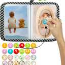 ABCKEY My Family And Friends Baby Photo Album With Sunflower Baby-safe mirror Holds 18 Photos Colourful