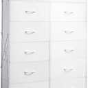 WLIVE Tall Dresser for Bedroom with 13 Drawers, Storage Dresser Organizer Unit, Fabric Dresser for Bedroom, Closet, Chest of Drawers with Fabric Bins, Steel Frame, Wood Top, White
