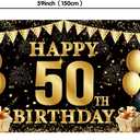47PCS 50th Birthday Decorations for Men Women, Happy Birthday Banner With Balloons,Backdrop,Cake Toppers,Cupcake Toppers.Black Gold 50th Birthday Party Decorations for Men Women.