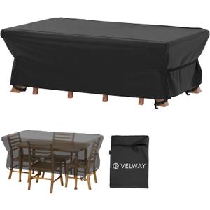 Velway Patio Table Chairs Set - Square Waterproof 90"L x 62"W x 28"H Outdoor Bistro Dining Set - Fire Pit Table Cover - Furniture Cover - Small Rectangle Ultra Windproof UV-Resistant 