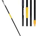 KLEEN HANDLER 61" Metal Extendable Mop/Broom Handle with Threaded Plastic Screw, 4 Section Pole, Compatible with Most Mops and Broom Heads, Black/Yellow