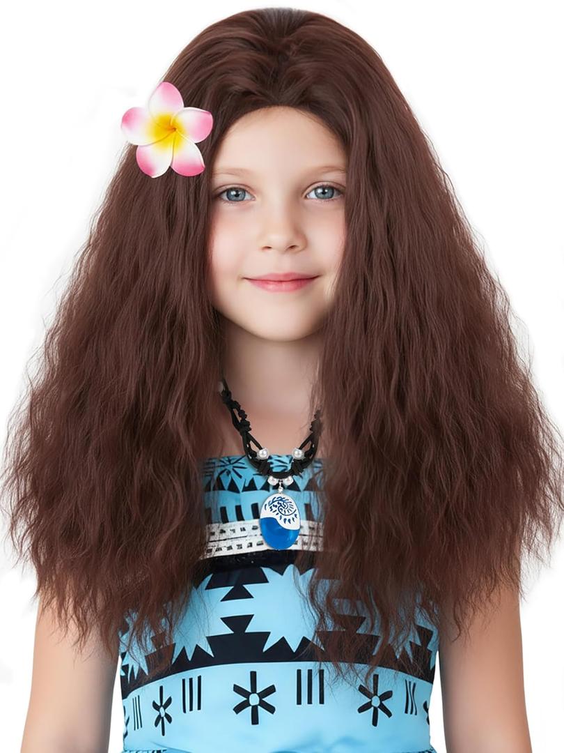 Brown Wig for Kids Long Curly Brown Wig for Girls Halloween Costume Wigs