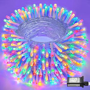 66FT 200 LED Outdoor String Lights, Connectable Christmas Lights Indoor Waterproof with 8 Modes, Plug in Twinkle Fairy Lights Clear Wire for Outside Home Garden Wedding Patio Decorations, Multicolor