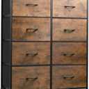WLIVE Fabric Dresser for Bedroom, Tall Dresser with 8 Drawers, Storage Tower with Fabric Bins, Double Dressers, Chest of Drawers for Closet, Living Room, Hallway, Dorm, Rustic Brown Wood Grain Print