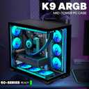 PC CASE 9 PWM ARGB Fans Pre-Installed, Mid-Tower Gaming PC Case, Panoramic Tempered Glass Computer Case with Type-C,420mm&360mm Radiator SupportBlack,K9