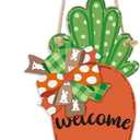 Jetec Happy Easter Wooden Hanging Sign Carrot Spring Welcome Door Sign Hanging Plaque Rustic Wall Signs Yard Indoor Outdoor Garden Decoration with Rope for Easter Decor, 13.4 x 6.7 Inch